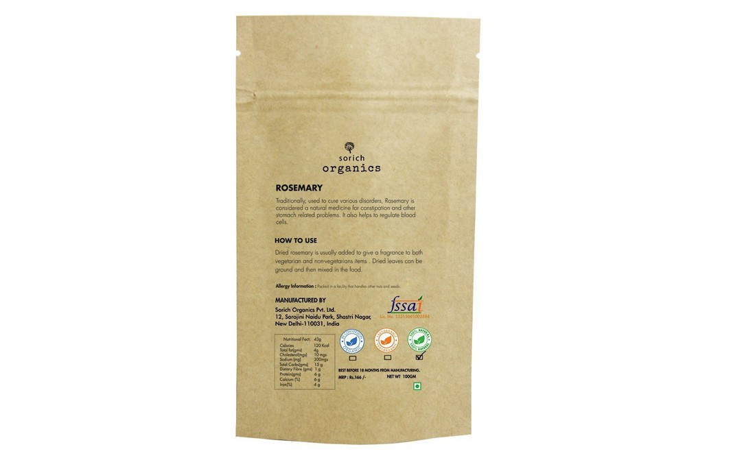 Sorich Organics Rosemary Pure Herb    Pack  100 grams